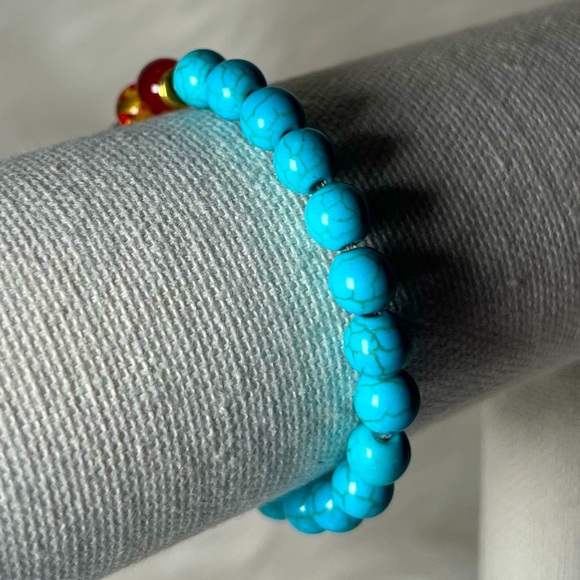 CHAKRA Beaded Turquoise Handmade Stretch Bracelet - Picture 3 of 3
